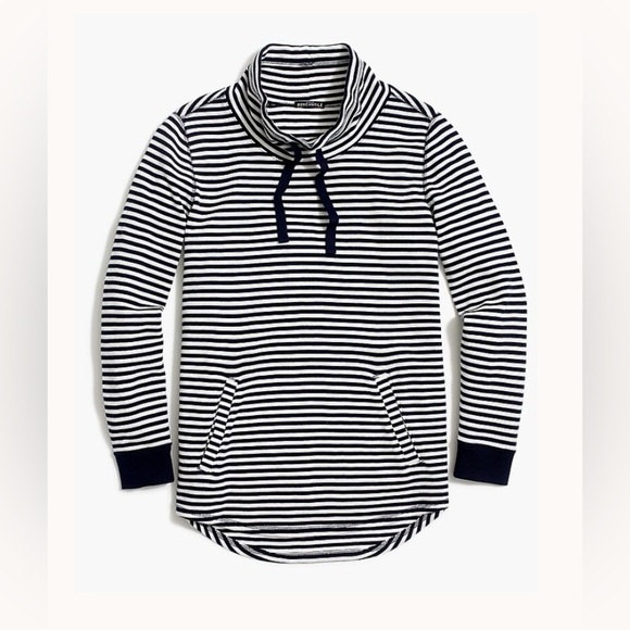 J.Crew Mercantile Striped Waffle Funnelneck Sweatshirt | Nautical Layer | Size M - Picture 2 of 13